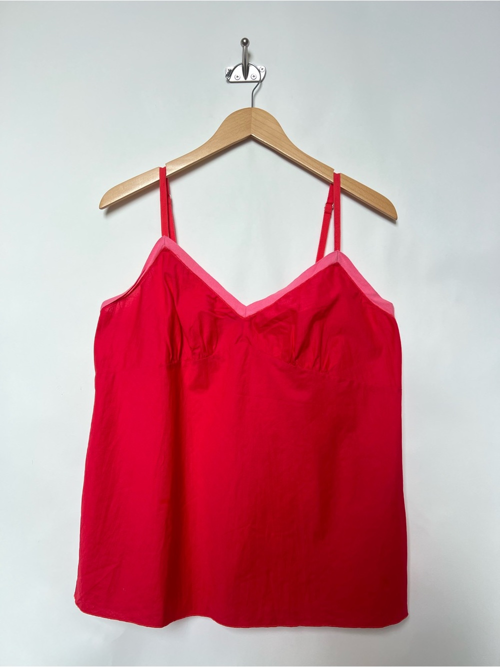 Boden Cotton Cami Tank Top Women’s 16 Red Pink Contrast Trim Adjustable Straps